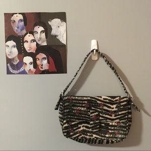 Zebra purse with flower beading